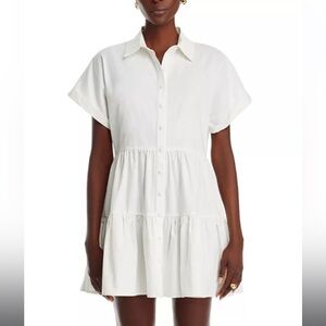 Aqua White Tiered Button-Front Shirt Dress size xs